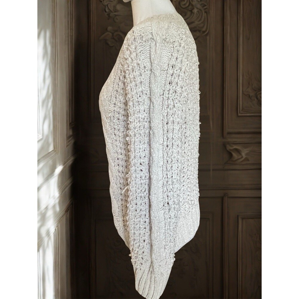 SIMPLY SOUTHERN Women's Cream Chenille Cable Knit Crewneck Sweater Small S Cozy - Picture 4 of 11